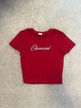 Garage Red 'Obsessed' Short Sleeve Graphic Tee